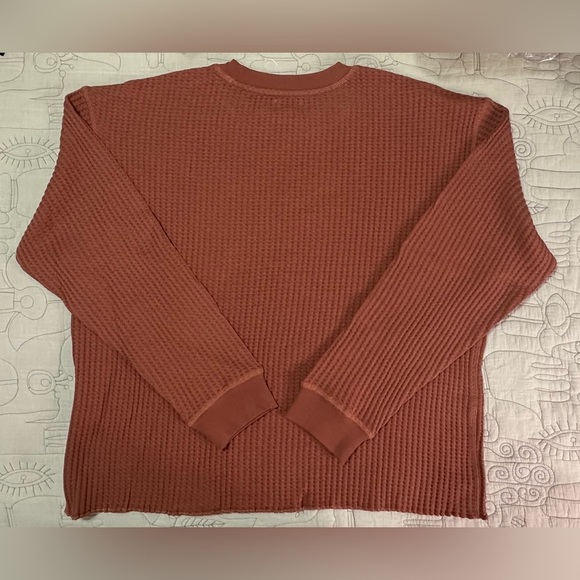 NWOT MATE the Label Organic Waffle Crew Top XS Rust Sample? Oversized - Picture 2 of 7
